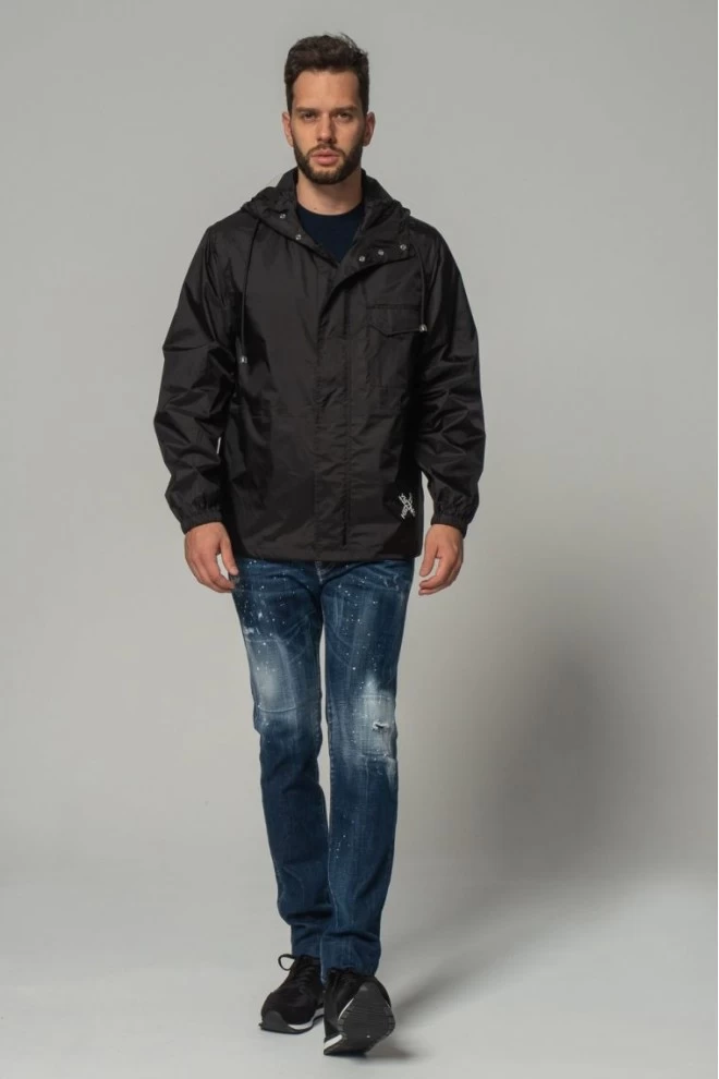 KENZO Kurtka wiatrówka z kapturem  czarna