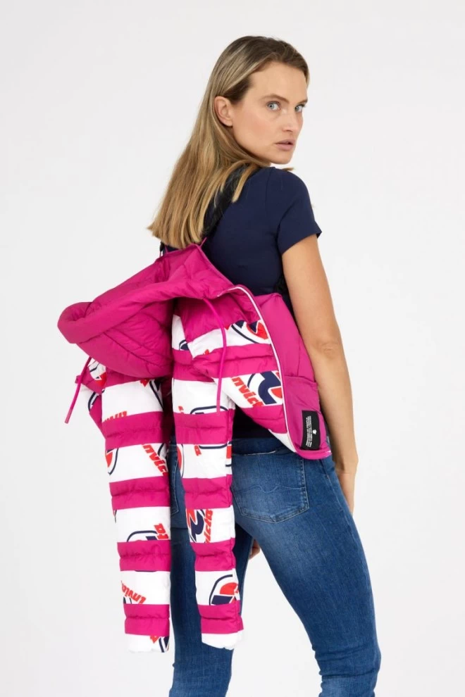 INVICTA Różowa kurtka damska w białe pasy i logo