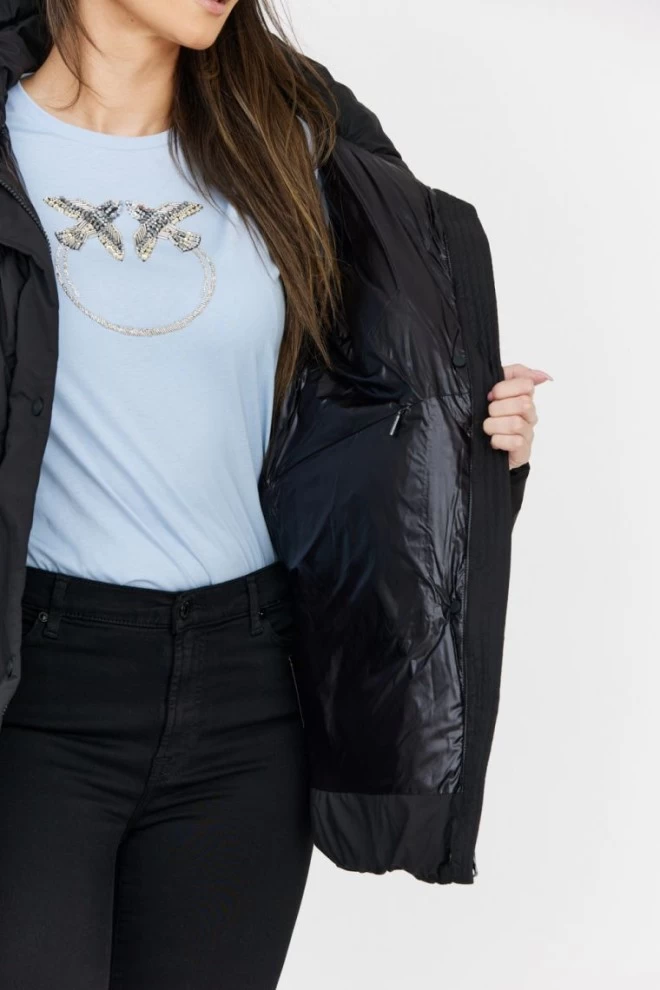 HETREGO Czarna długa kurtka puchowa Tiffany