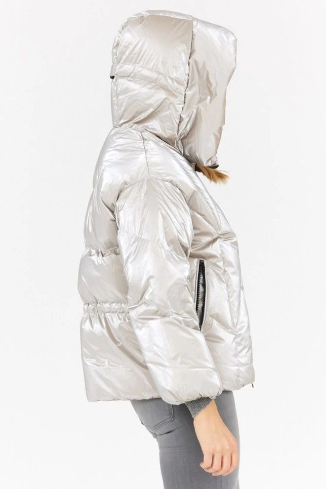 HETREGO Srebrna kurtka damska z kapturem Muriel