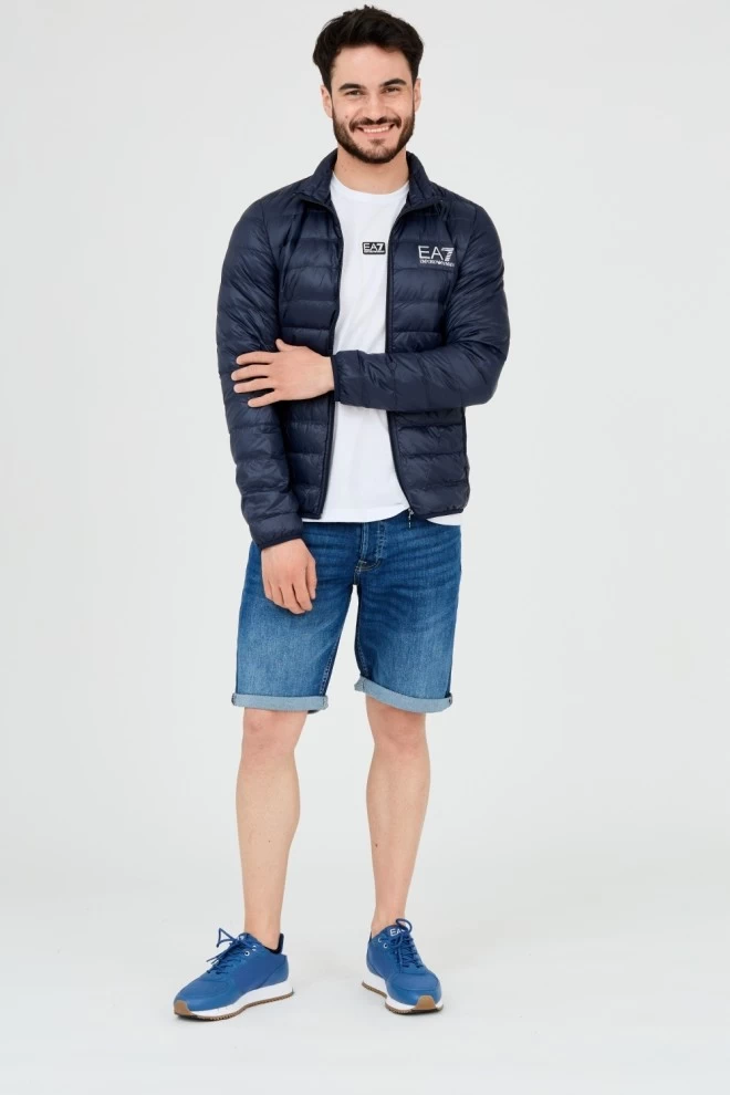 EA7 Navy blue men's quilted jacket