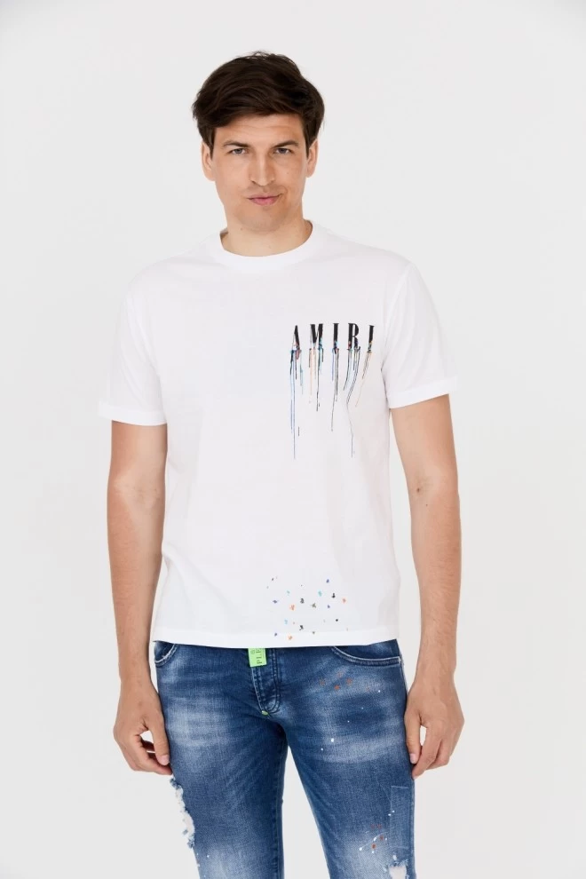 AMIRI T-shirt white with colored paint effect