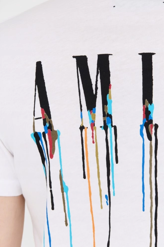 AMIRI T-shirt white with colored paint effect