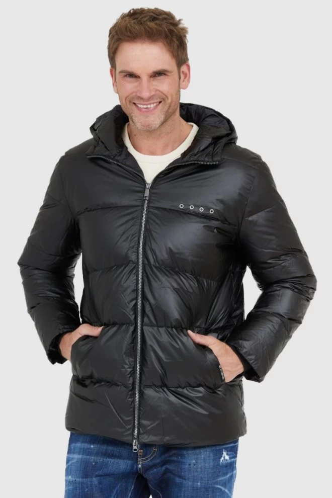 LA MARTINA Black men's down jacket with hood