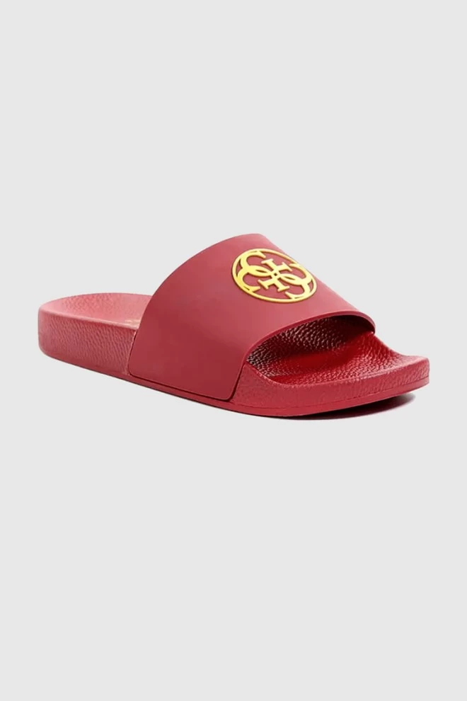 GUESS Maroon women's flip-flops with gold logo