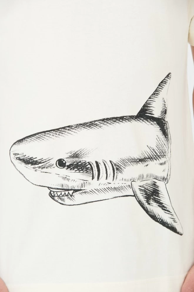 PALM ANGELS Beżowy t-shirt Broken Shark