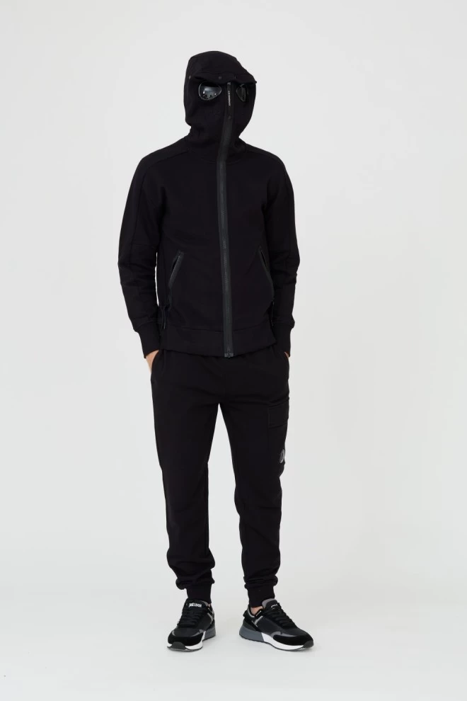 C.P. COMPANY Black Hooded Open Sweatshirt