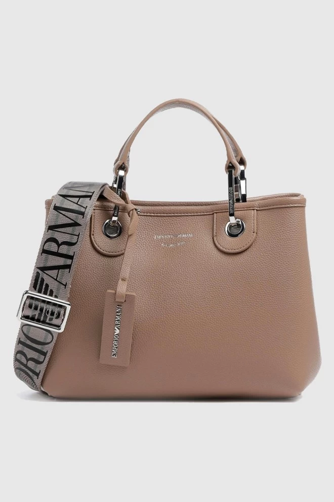 EMPORIO ARMANI Small light brown women's handbag with pouch and key ring