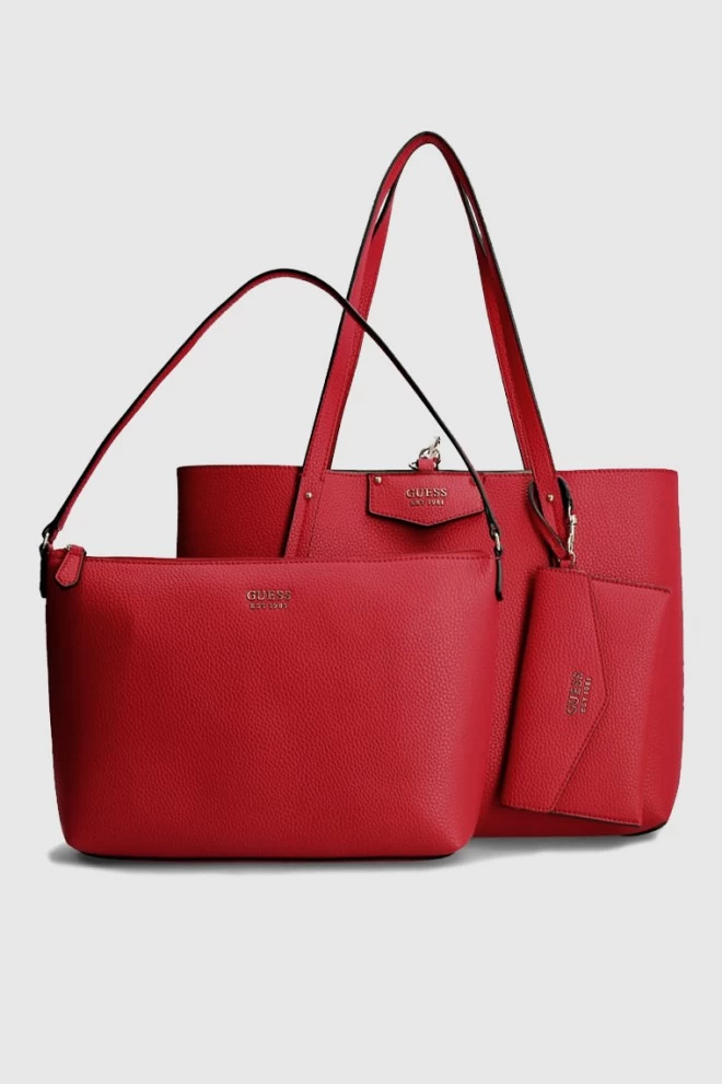 GUESS Large red and beige double-sided handbag