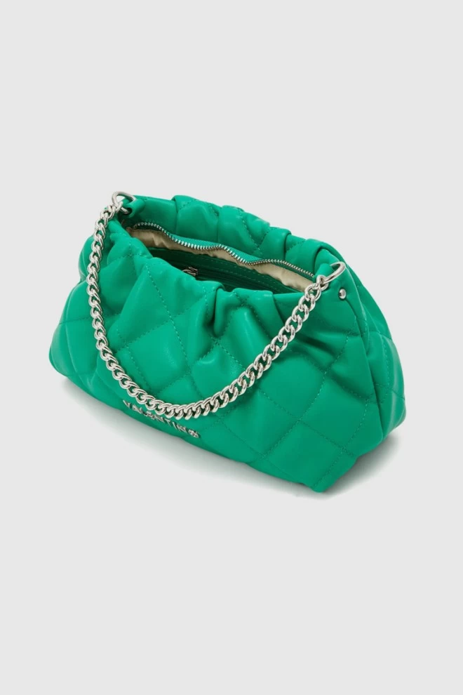VALENTINO crinkled quilted green ocarina recycle pochette handbag