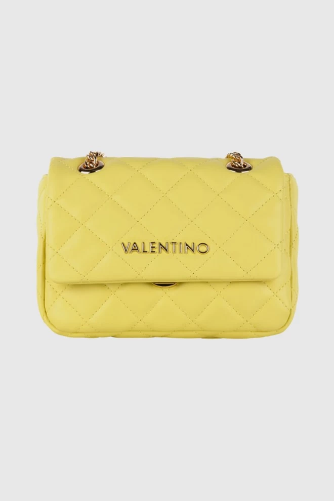 VALENTINO Pikowana mała żółta torebka ocarina satchel