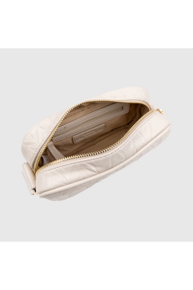 VALENTINO Tłoczona kremowa torebka z przypinaną saszetką sunny re haversack