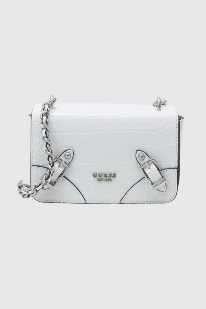 GUESS Small white imitation crocodile leather didi mini handbag