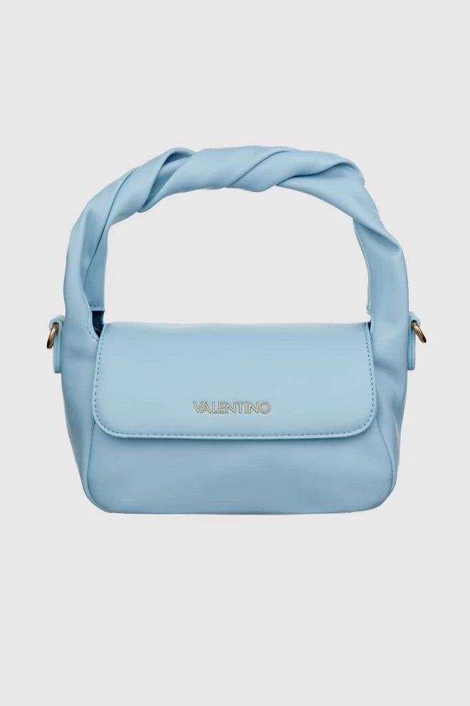 VALENTINO Blue small plain handbag with twisted handle lemonade satchel