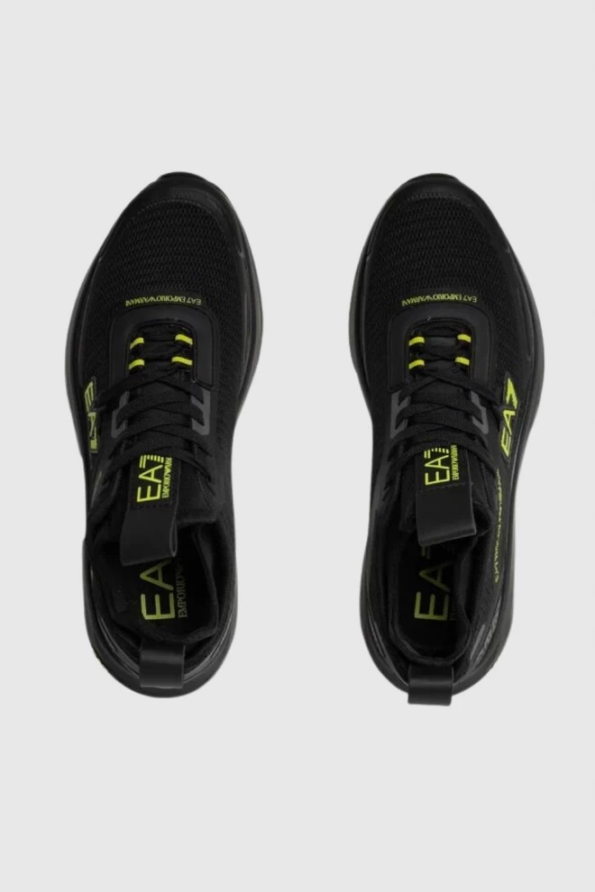 EA7 Black sneakers with green elements