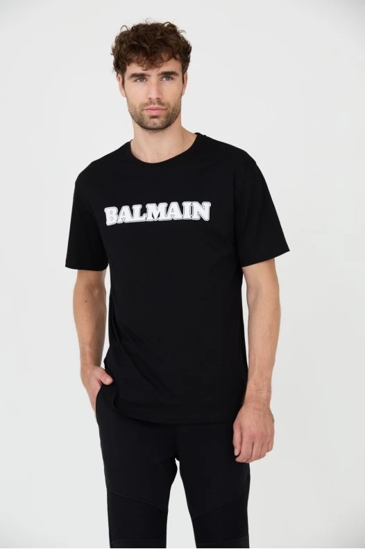 BALMAIN Czarny t-shirt z...