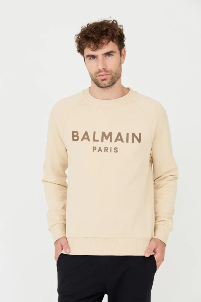 BALMAIN Beige Printed Sweatshirt