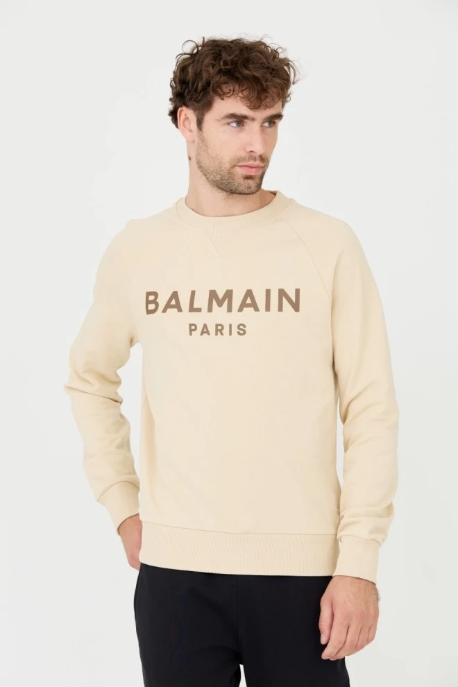 BALMAIN Beige Printed Sweatshirt