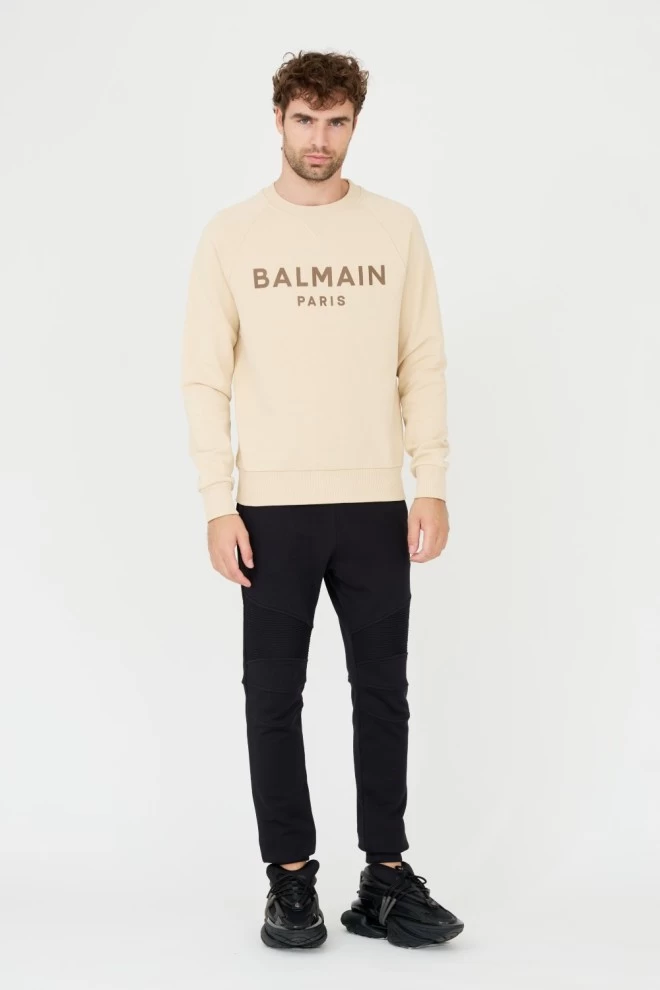 BALMAIN Beige Printed Sweatshirt