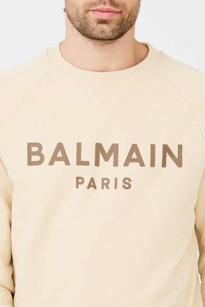 BALMAIN Beige Printed Sweatshirt