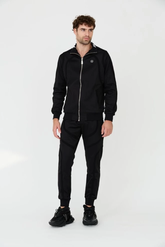 PHILIPP PLEIN Black sweatshirt Jogging Zipped Jacket