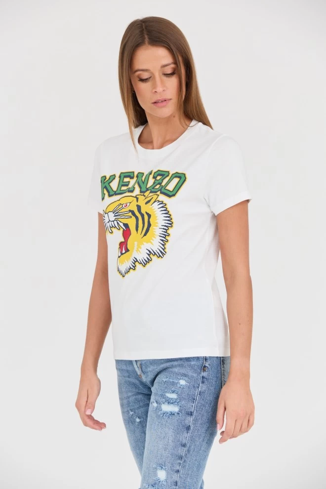 Футболка KENZO White Tiger Varsity з вирізом під горло