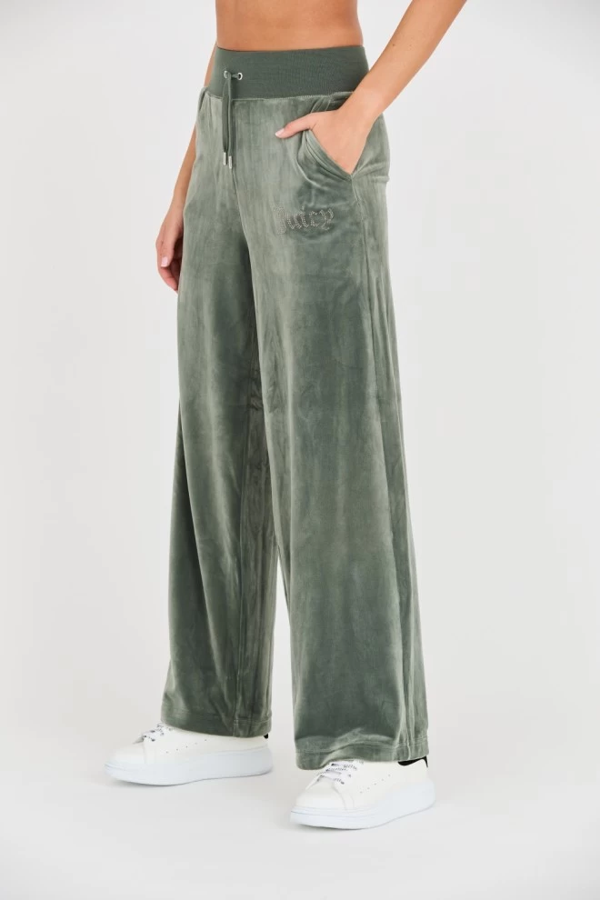 JUICY COUTURE Green Bexley Velour Track Pants