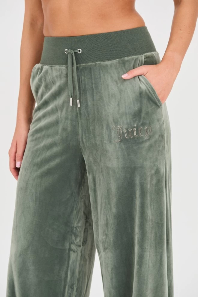 JUICY COUTURE Green Bexley Velour Track Pants