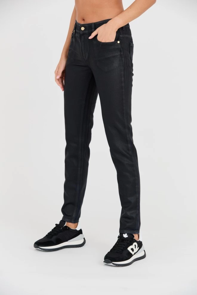 JUST CAVALLI Skinny Czarne jeansy z połyskiem