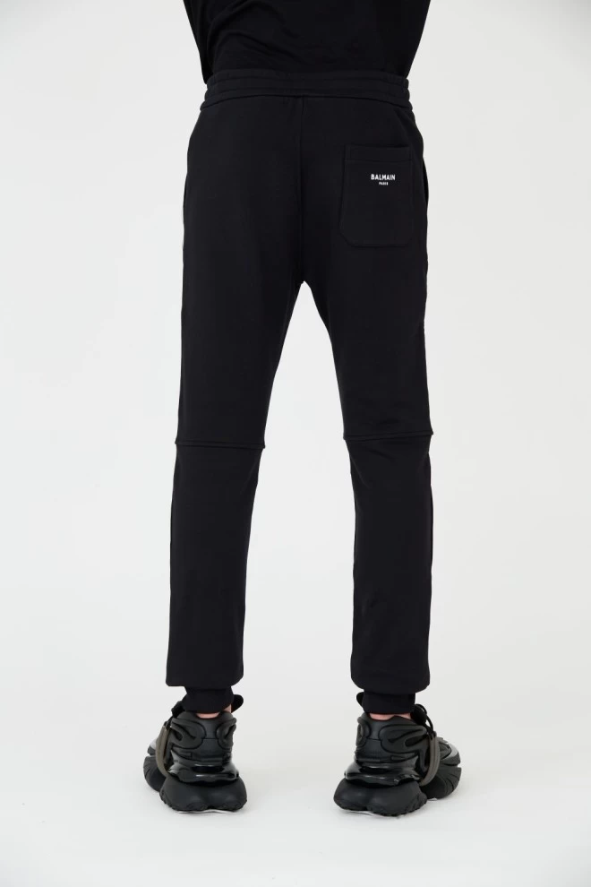 BALMAIN Czarne spodnie dresowe RIbbed Flock Sweatpants