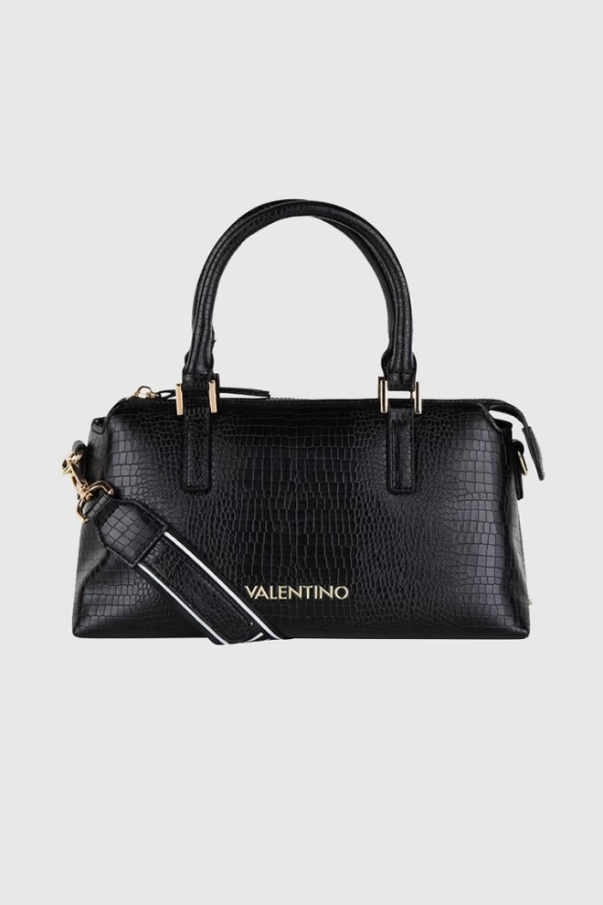 VALENTINO Black small bagel trunk in snake pattern