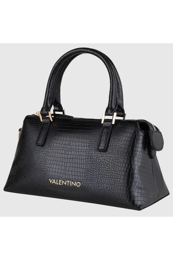 VALENTINO Black small bagel trunk in snake pattern