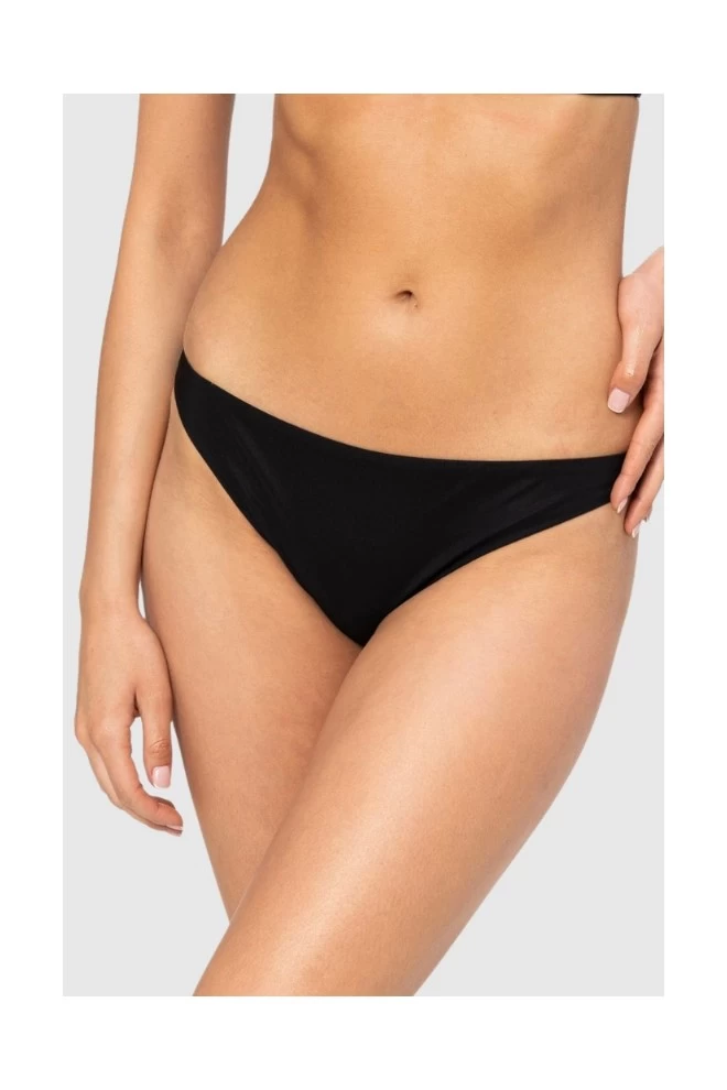 MOSCHINO Czarny dół od bikini ze złotym logo