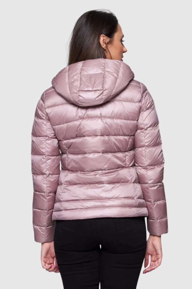 BLAUER Pink women's down jacket with hood