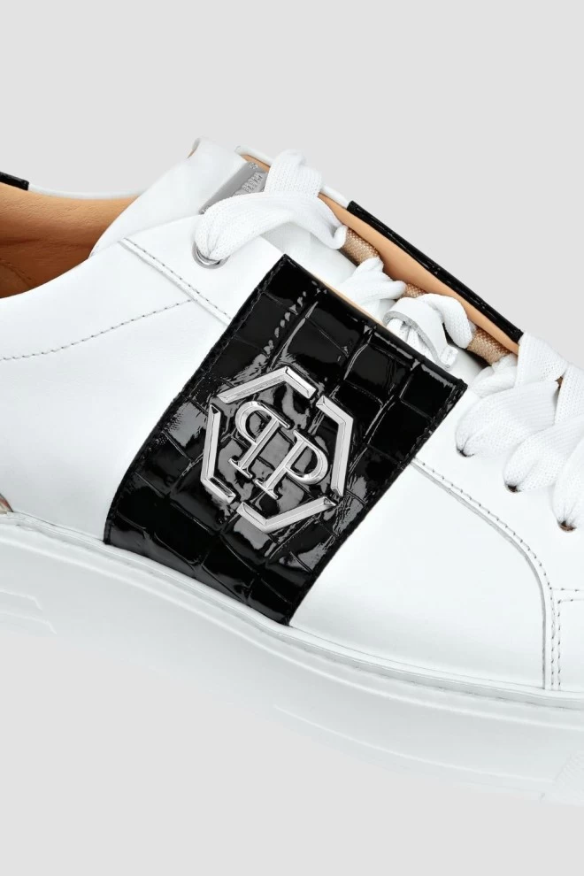 PHILIPP PLEIN White Leather Lo-top sneakers