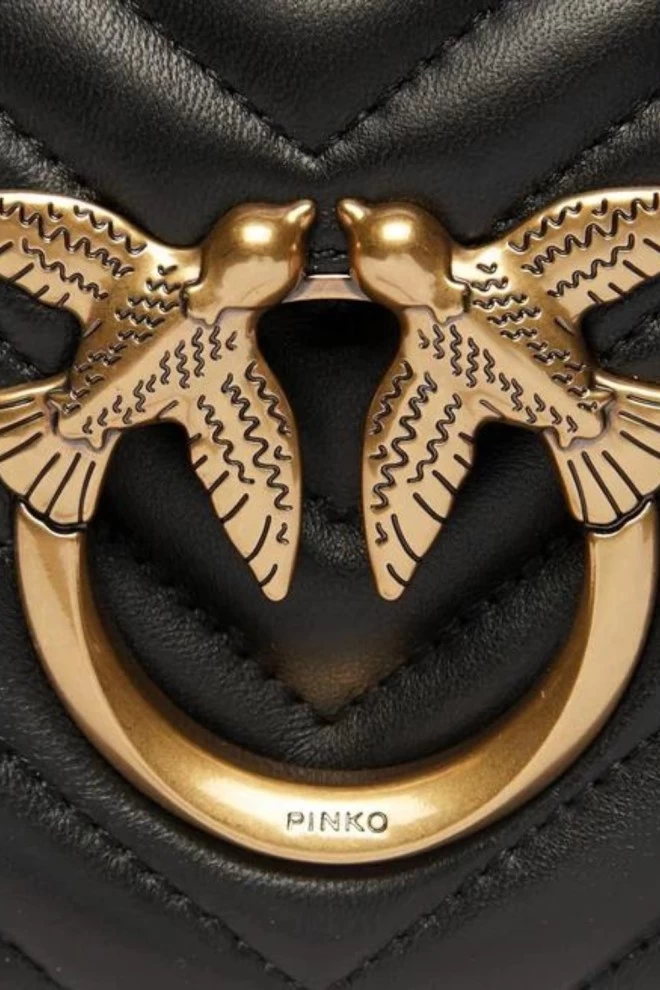 PINKO Czarna torebka Love Click Mini Sheep Nappa