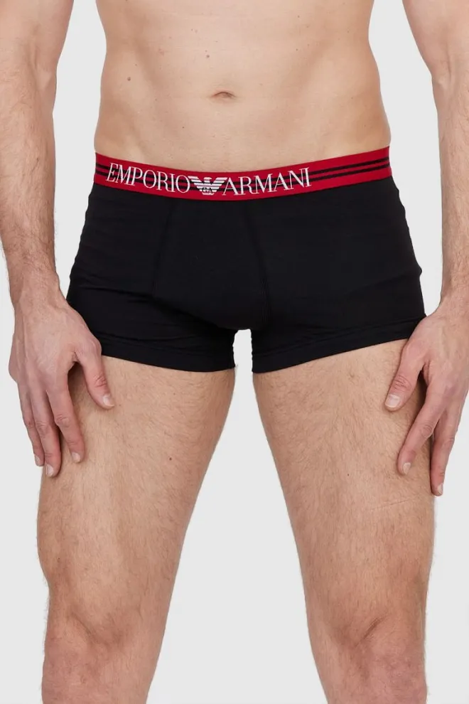 EMPORIO ARMANI Czarne i czerwone bokserki z logo 3 pack