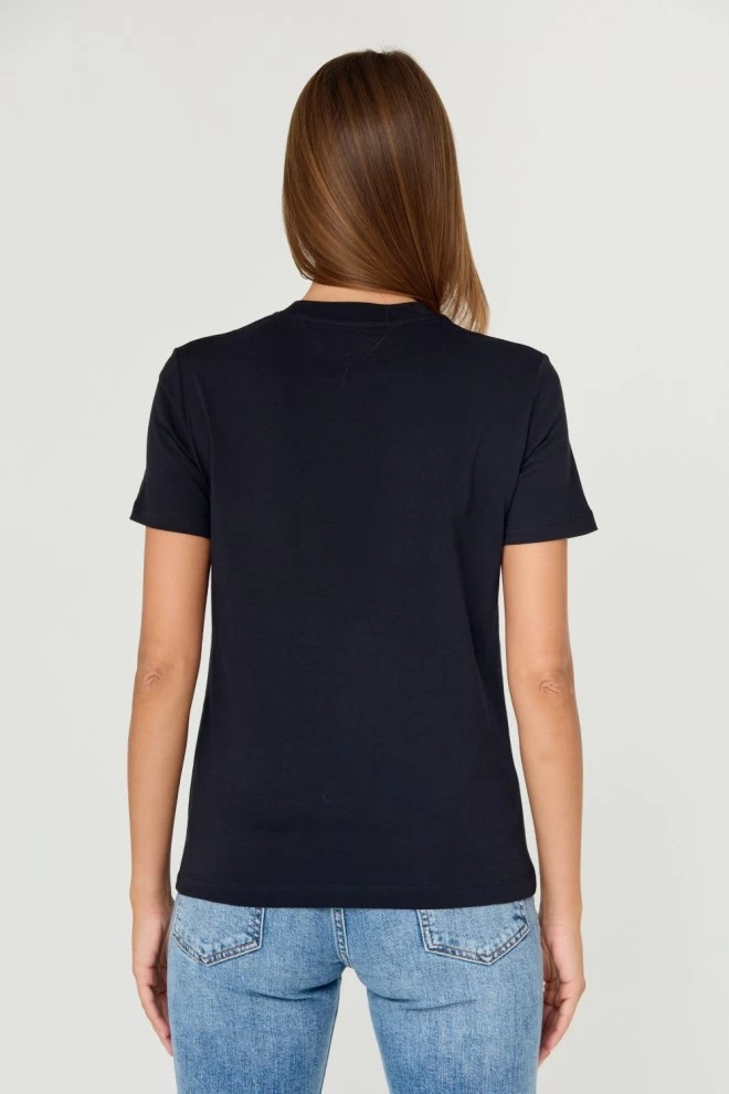 JUST CAVALLI Czarny t-shirt R LOGO CRYSTAL