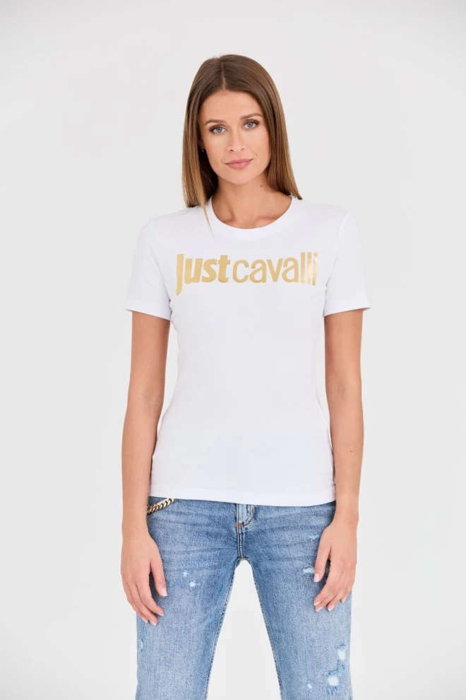 JUST CAVALLI White Logo Gold t-shirt