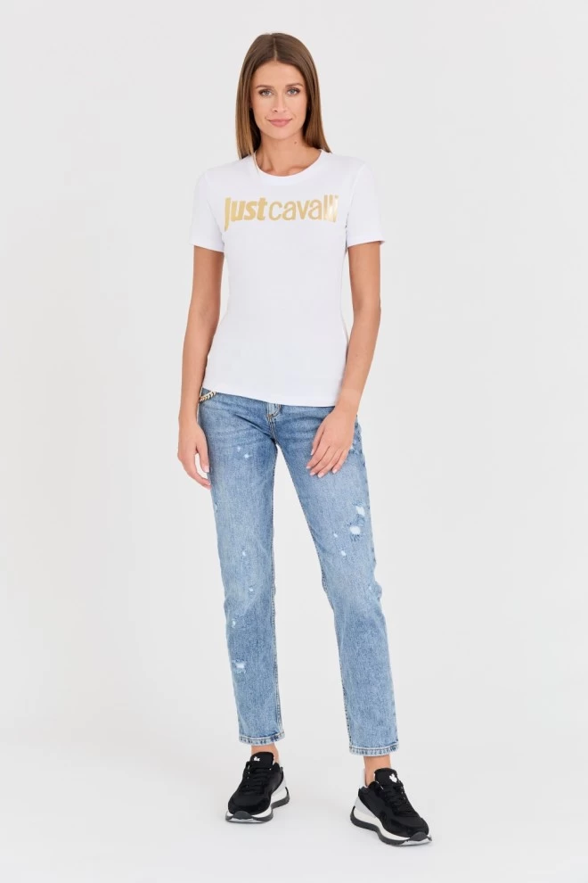 JUST CAVALLI White Logo Gold t-shirt