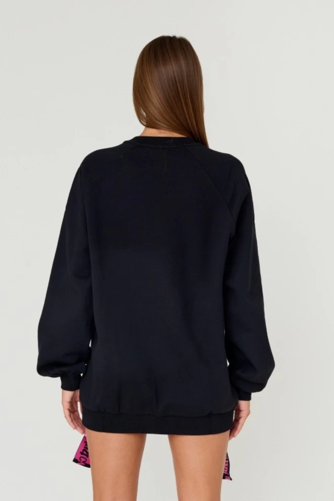 JUST CAVALLI Czarna bluza R LOGO CRYSTAL