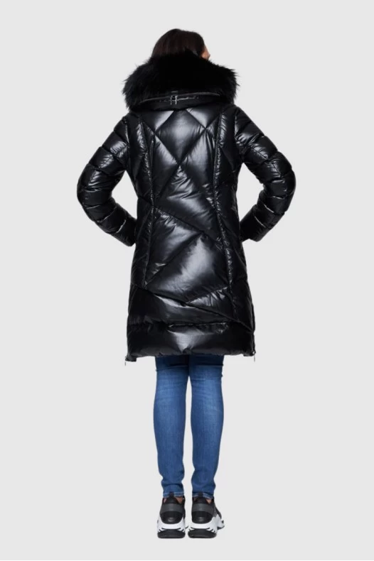 DIEGO M Czarna długa kurtka...