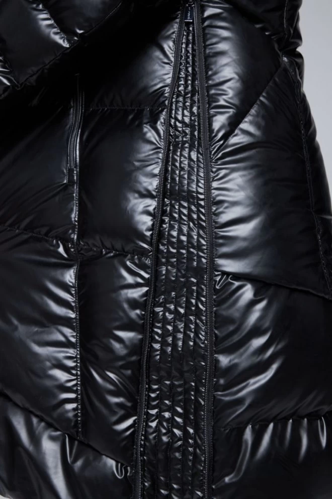 DIEGO M Czarna długa kurtka puchowa