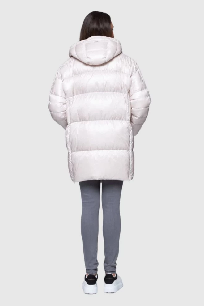 DIEGO M Ecru down jacket with hood