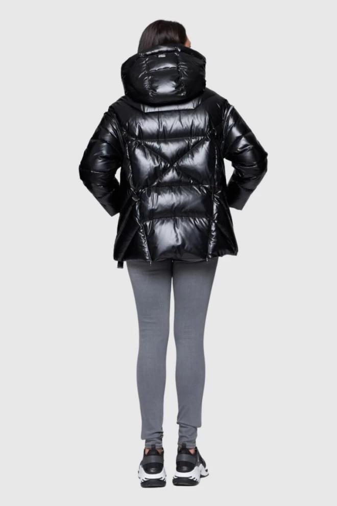 DIEGO M Czarna kurtka puchowa z odpinanymi rękawami