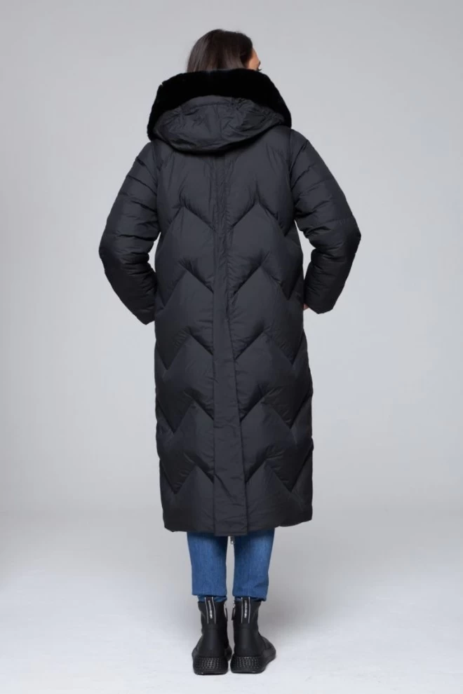 DIEGO M Double-sided black women's down coat