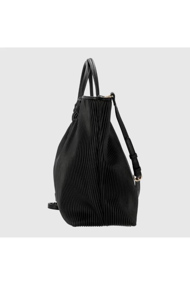 VALENTINO Large black pleated river re shopper bag with pouch