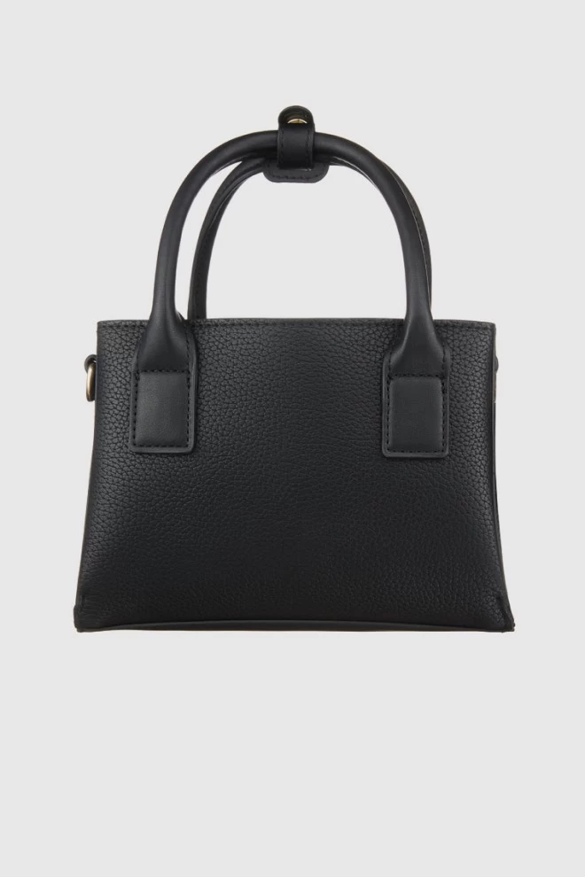 VALENTINO Black leather textured handbag seychelles shopping