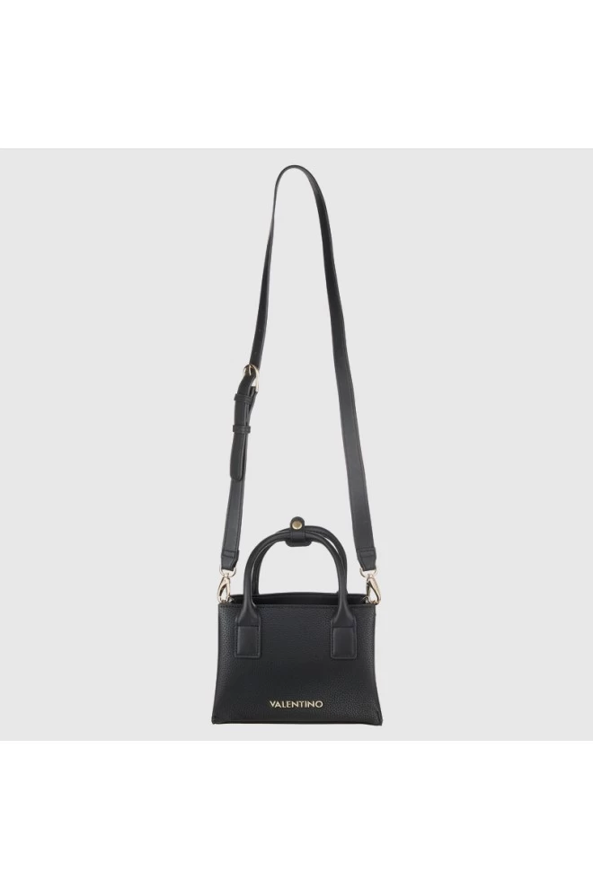 VALENTINO Black leather textured handbag seychelles shopping