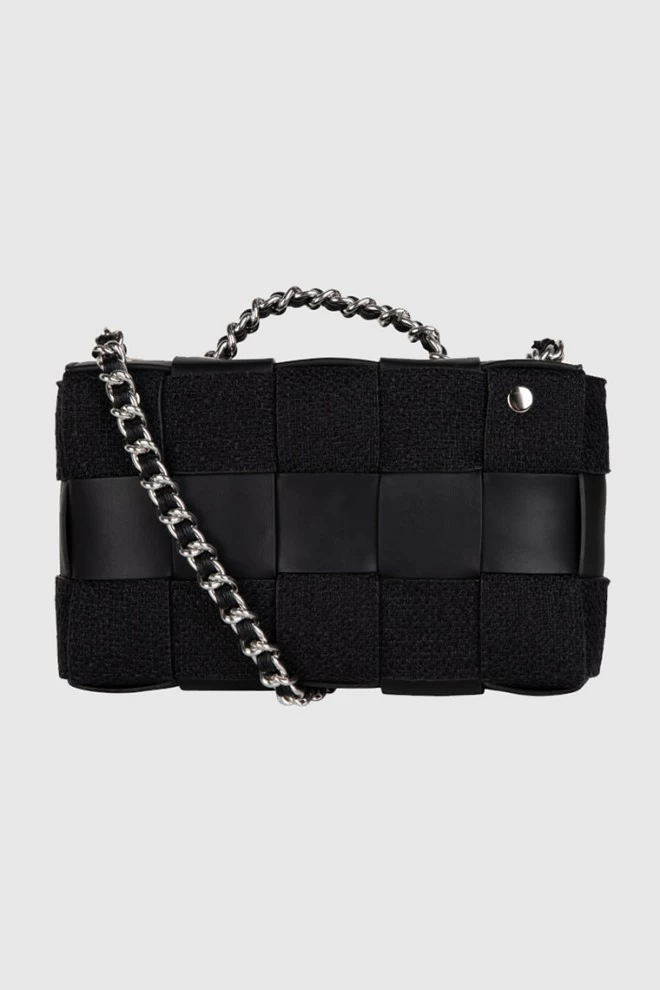 VALENTINO Black braided strudel clutch bag